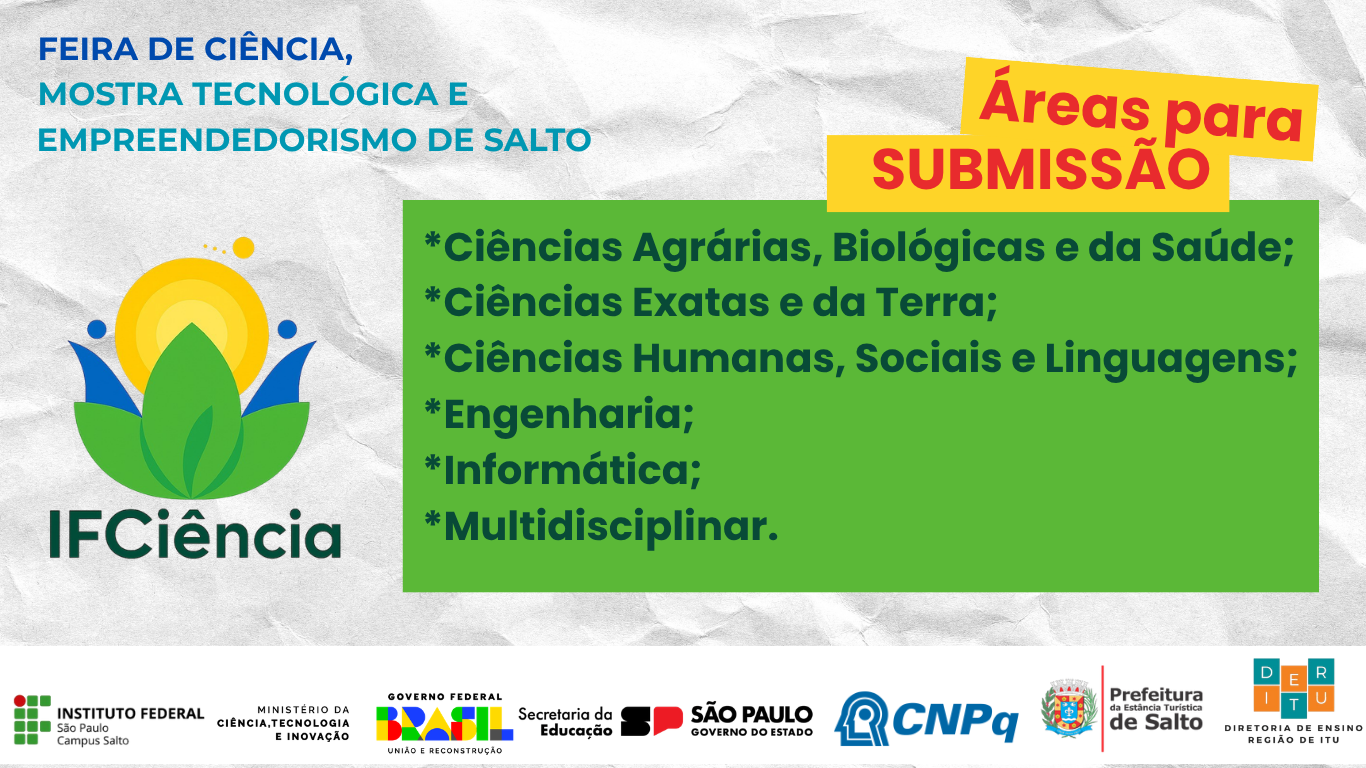 Áreas para submissão de trabalhos